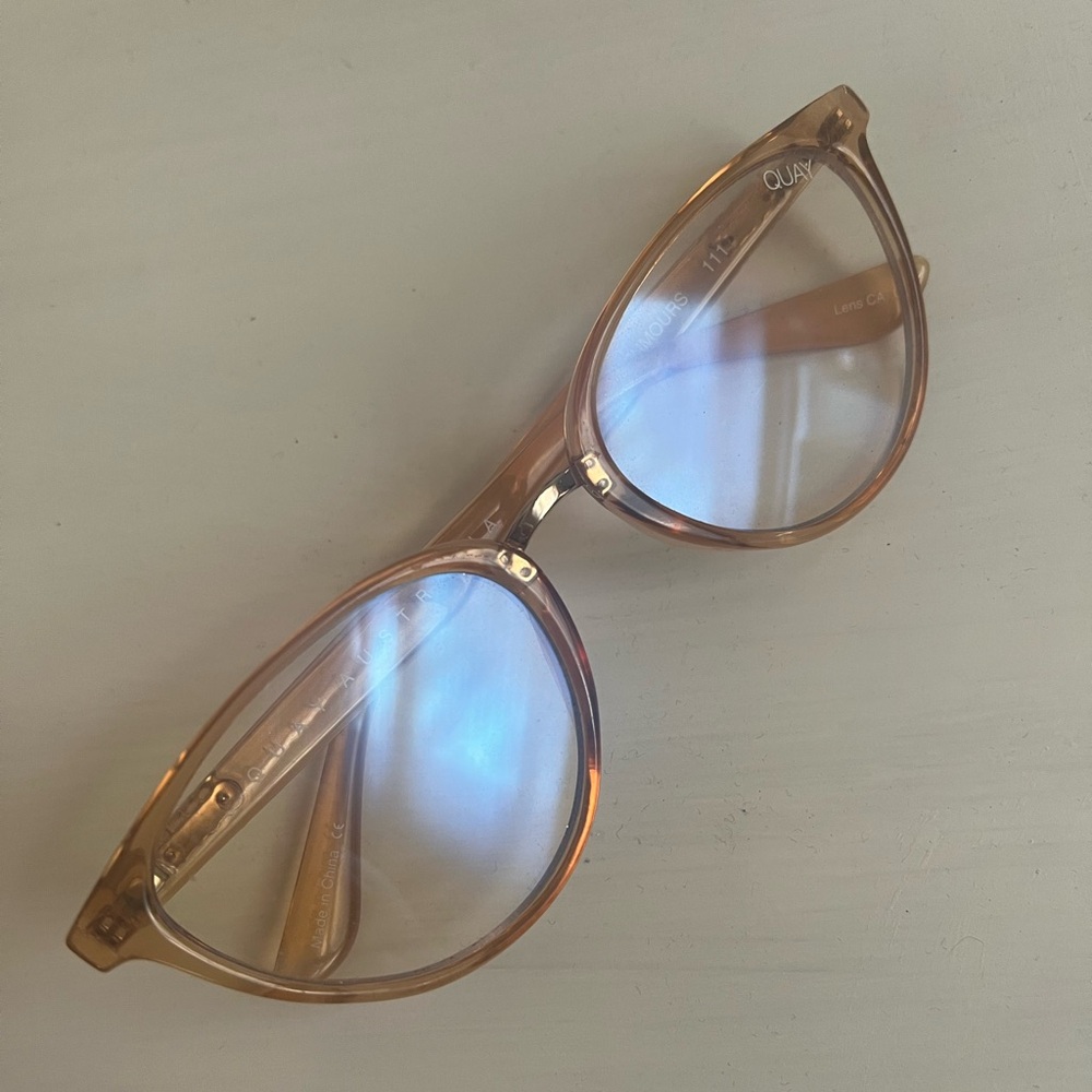 Quay Blue Light Blocking Glasses - Pink/Clear Cat Eye Frames